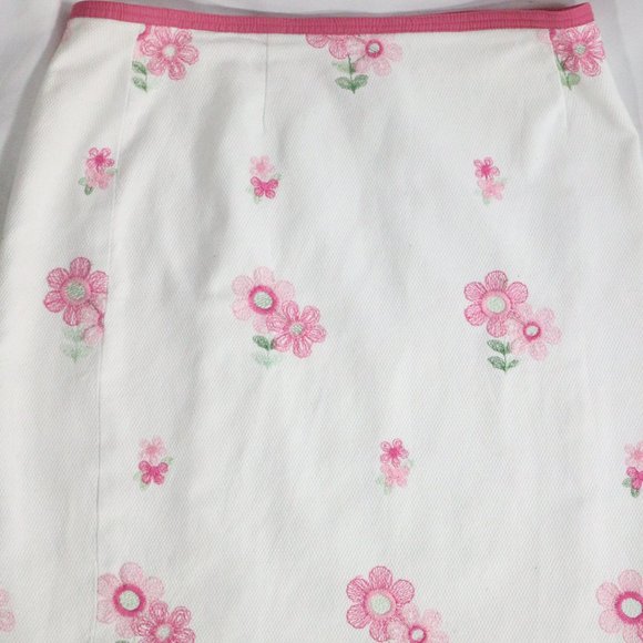 CYNTHIA STEFFE White/Pink Floral A- Line Midi Skirt Sz 12 - Picture 3 of 10